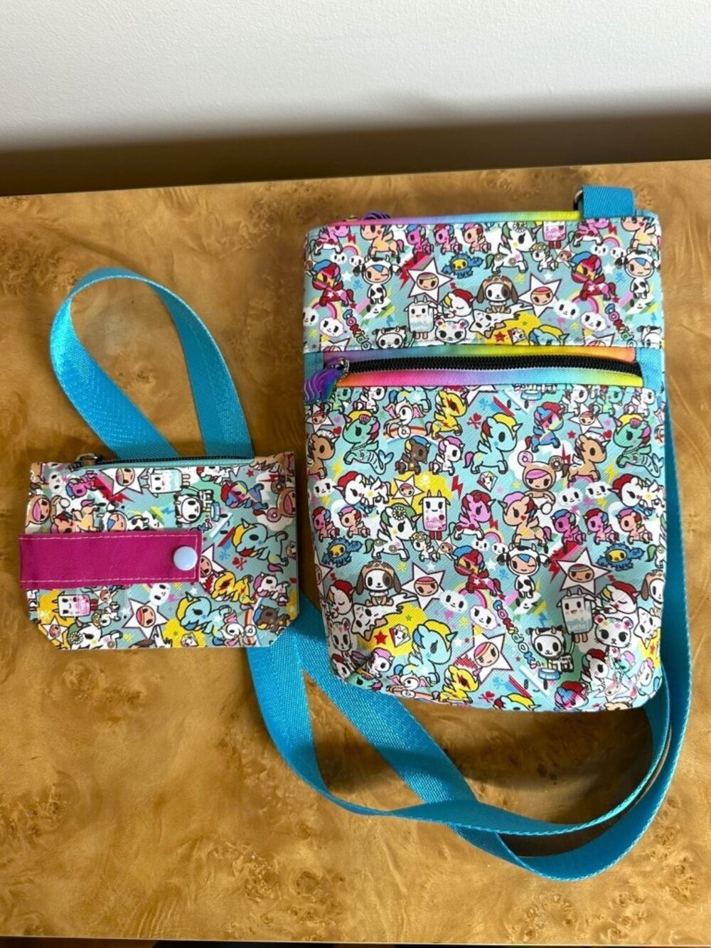 Tokidoki Character Collage Coated Canvas Crossbody Bag & Snap Wallet Set Kawaii